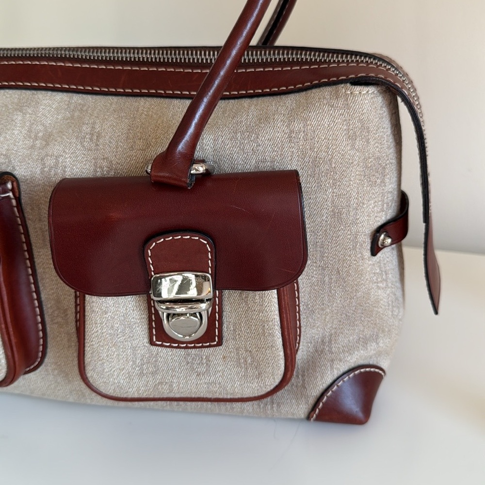 Dooney & Bourke Signature Anniversary Pocket Tote Saddle Brown Leather Handbag - Picture 10 of 16